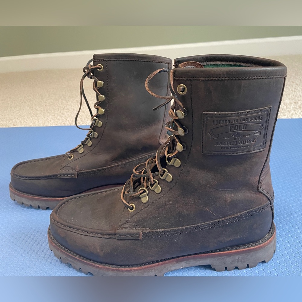 Men's Polo Wakely Oiled Calf Upper Leather Boots - Brown - Size 10.5
